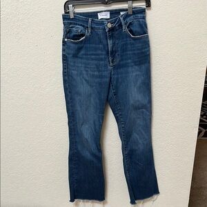 Frame Denim Blue Straight Leg Jeans Le Mini Crop Boot